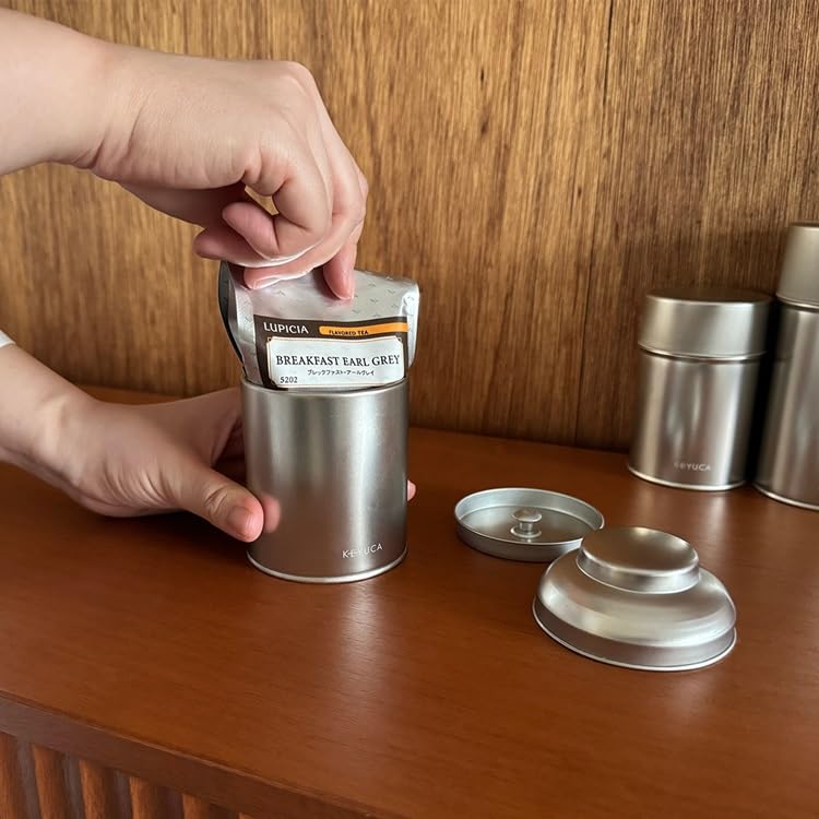 Amazon｜[ケユカ] KEYUCA 生地茶筒 (200g シルバー スチール) 日本製